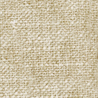 Jute fabric swatch, off-white and beige, dense woven texture with horizontal bands and visible fiber variations, product sample presentation.